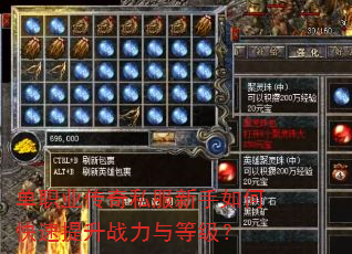 单职业传奇私服新手如何快速提升战力与等级? 单职业传奇私服新手如何快速提升战力与等级?